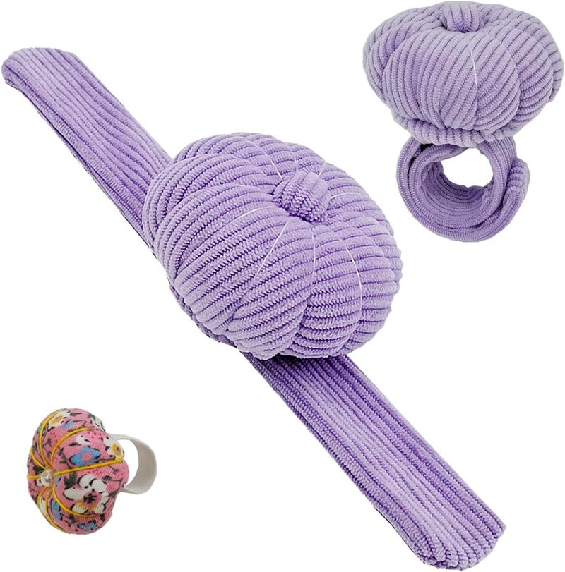 Memfish Store Elastic Wrist Pin Cushion Ring Pincushions Needlework DIY Handcraft Needles Holder for Sewing and Quilting with 1 Elastic Strap Finger Ring Pincushions Pumpkin Shaped - Image 1
